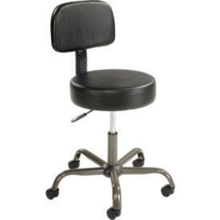 GLOBAL EQUIPMENT Interion    Antimicrobial Vinyl Medical Stool with Backrest, Black 240160ABK